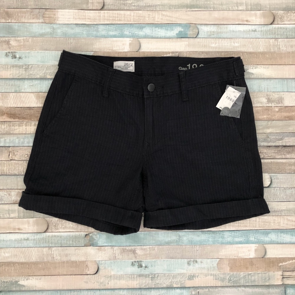 “Real Straight” Pinstriped Trouser Shorts